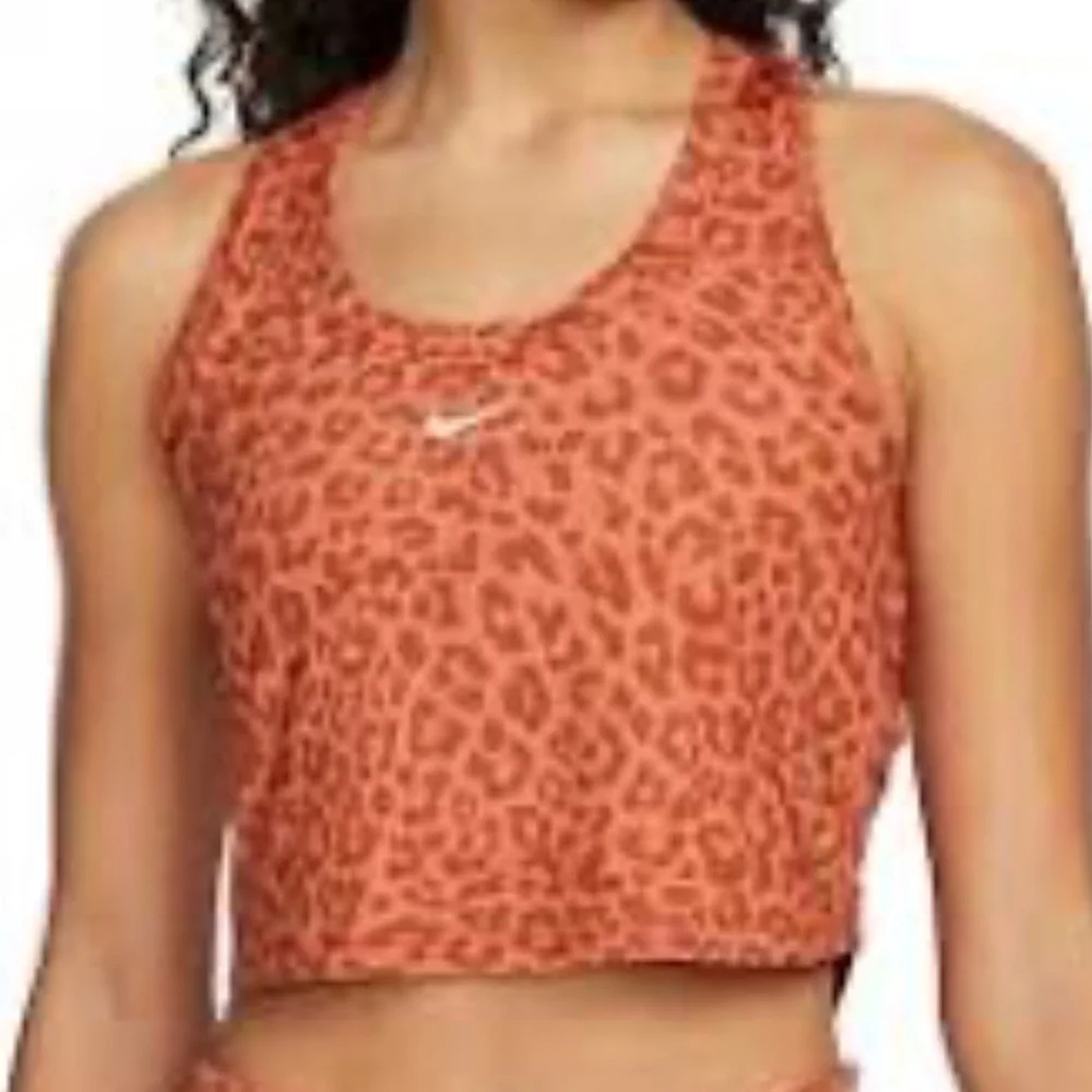 Nike Dri-Fit One Leopard Print Cropped Tank Top Orange XL